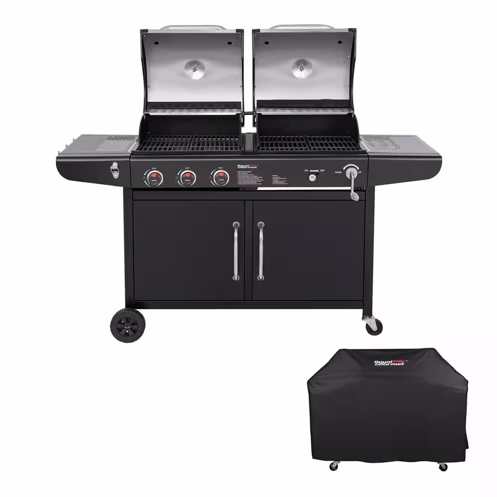 Royal Gourmet 3-Burner Propane Gas and Charcoal Combo Grill with Cover