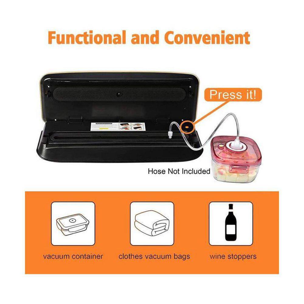 None Sliver Food Vacuum Sealer Machine with Strong Suction Power, Dry and Moist Mode, Starter Kit Included