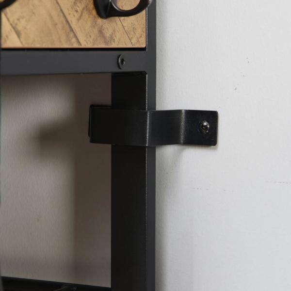 None 42.32 in. H 12-Pair Brown Shoe Rack with Two Drawers and Coat Rack