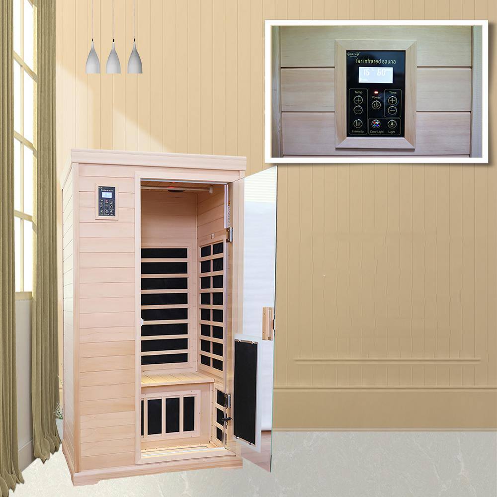 None 2-Person Sauna with 8 Low EMF Heaters and Bluetooth Audio, 1 LED Reading Lamp and 2 Chromotherapy Lights