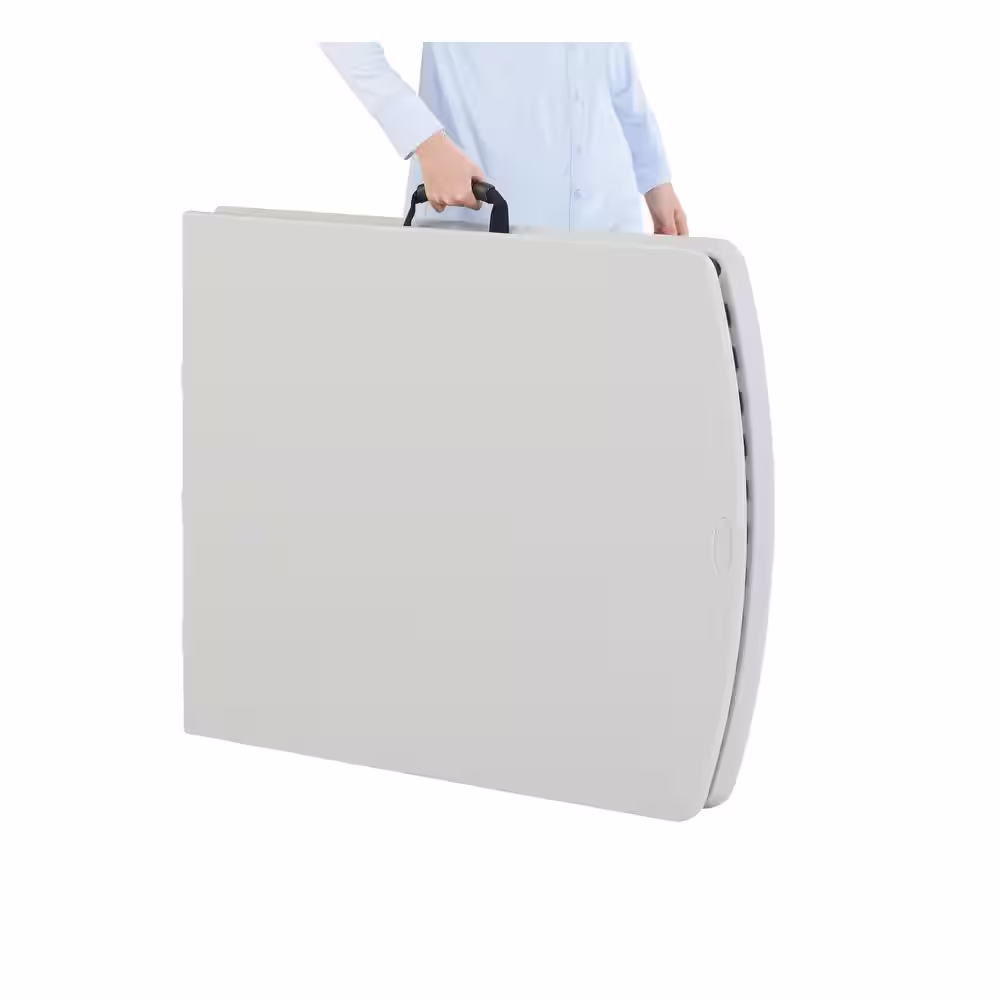 National Public Seating 72 in. Grey Plastic Fold-in-Half Folding Banquet Table