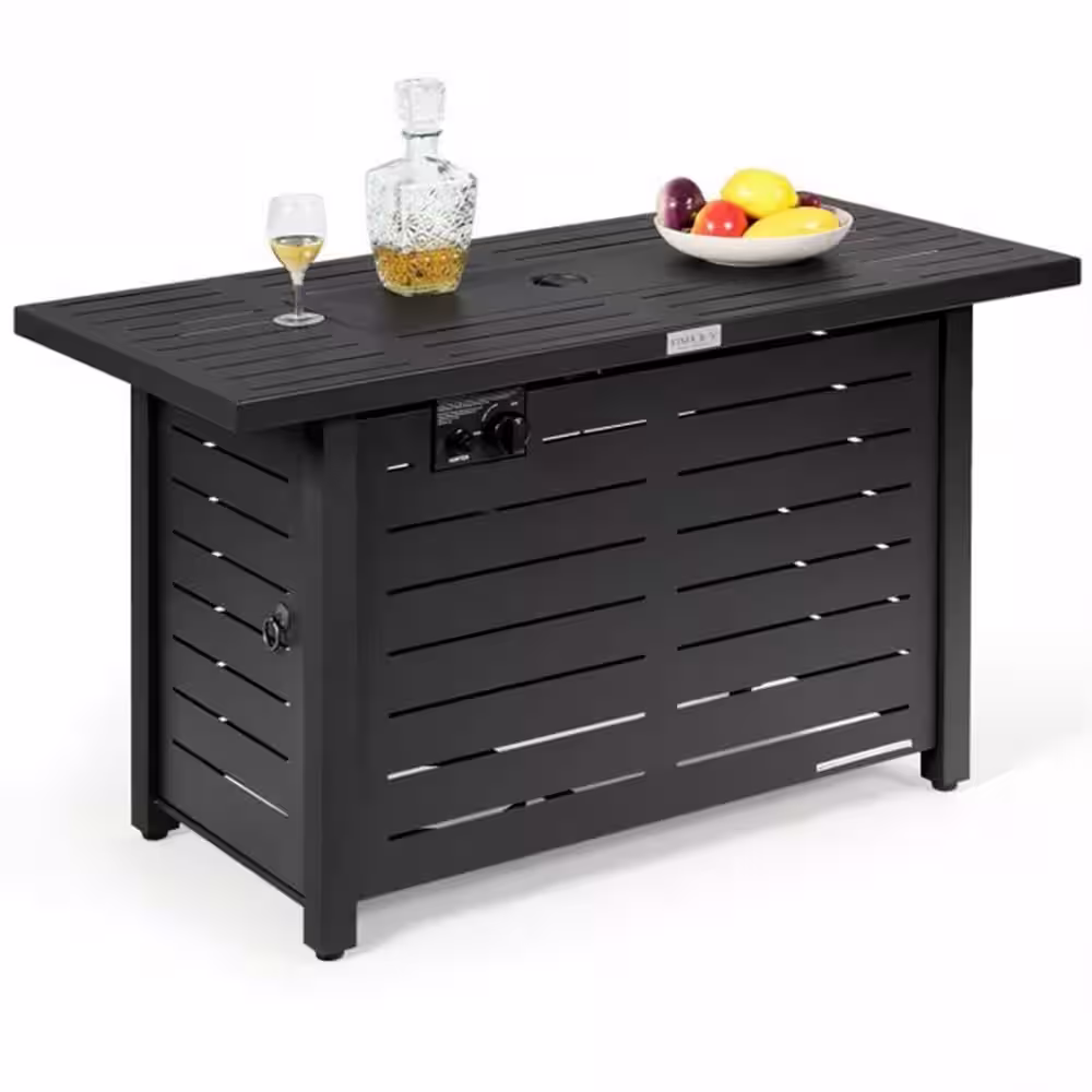 None 42 in. 60,000 Btu Rectangular Propane Gas Fire Pit Table
