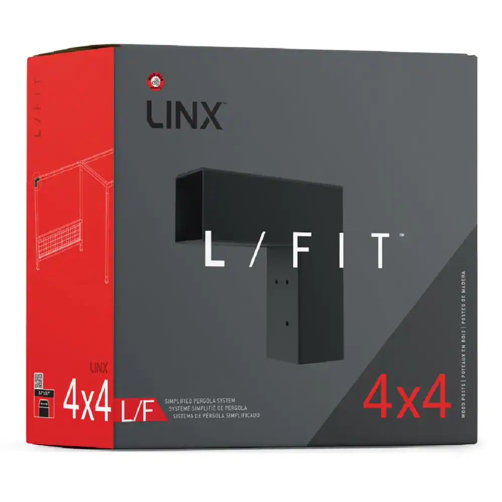 WILD HOG LINX 4 in. L/FIT Black Steel Corner Extension Bracket Pergola for 4x4 Wood Posts (1-Pack)