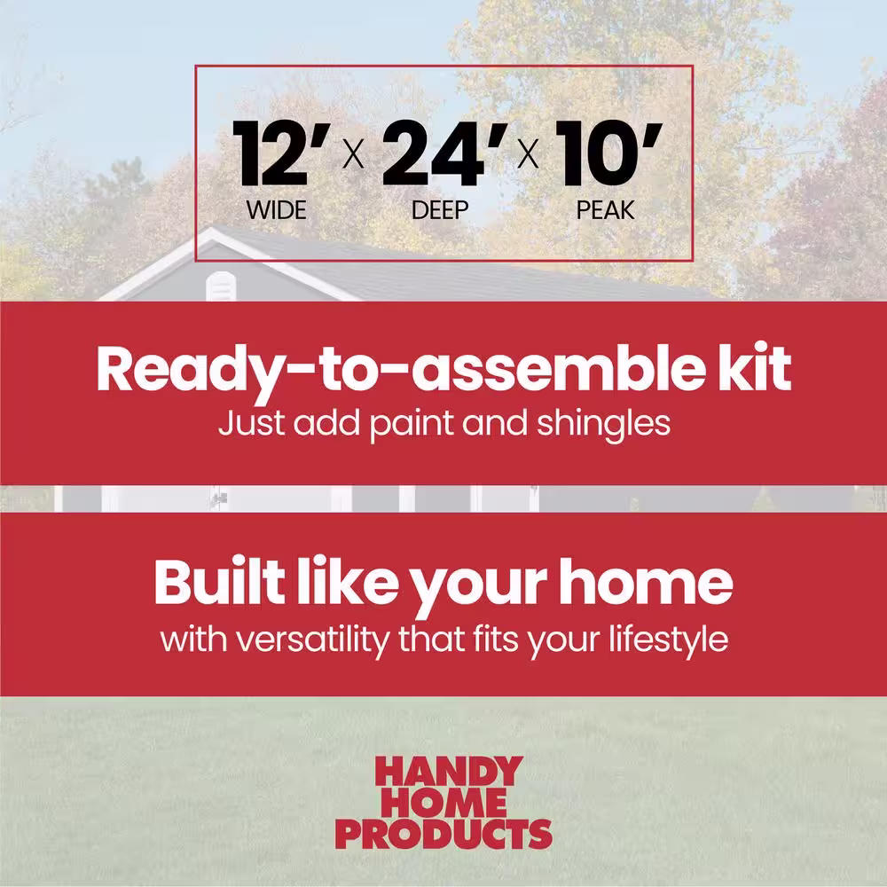 Handy Home Products Manhattan 12 ft. x 24 ft. Garage Wood Storage Shed (288 sq. ft)