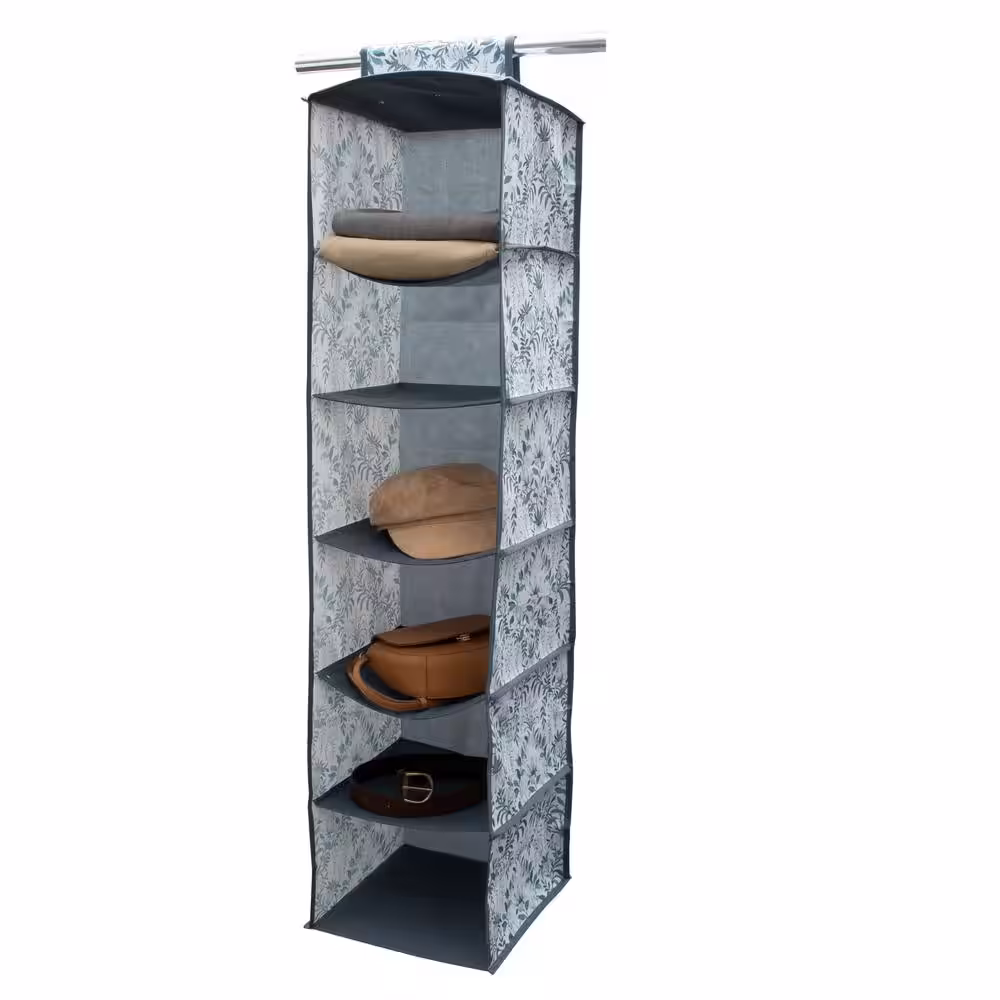 Laura Ashley 6 Shelf Fabric Closet Organizer Clothes Rack in Parterre