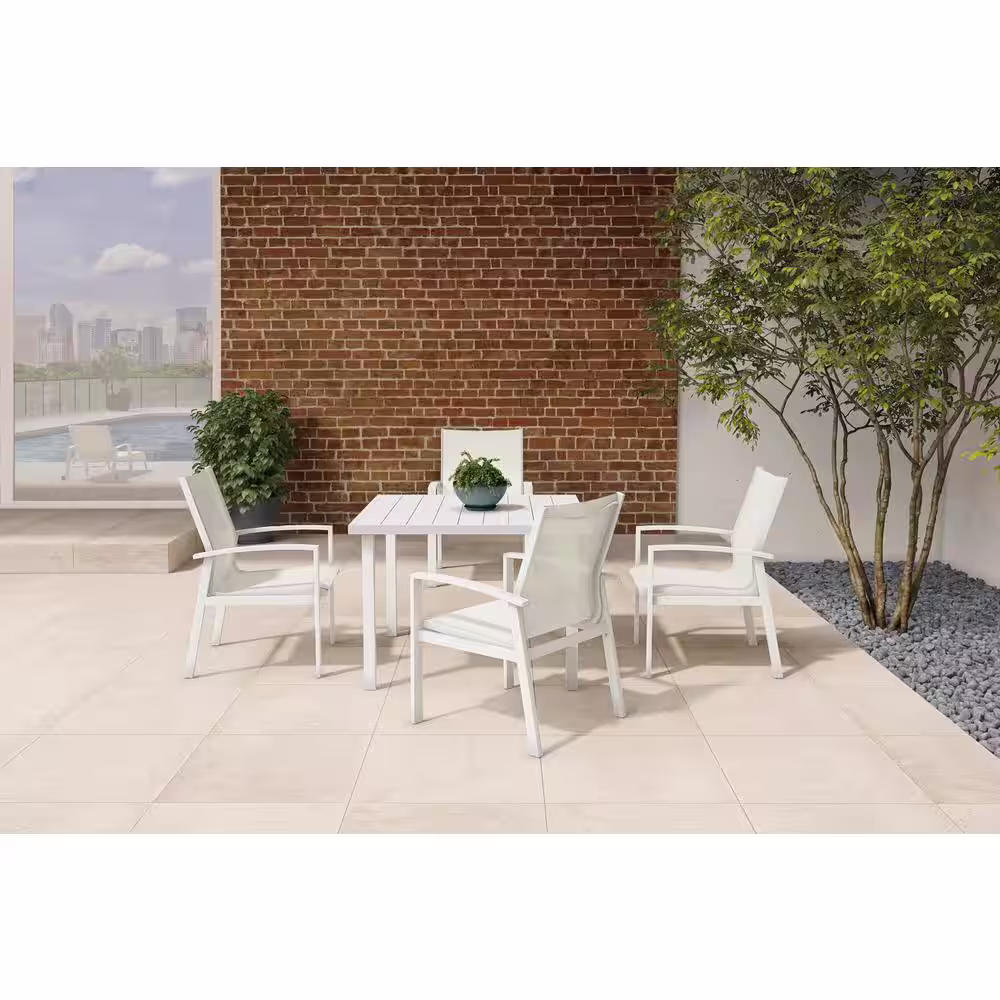 Home Decorators Collection Cooper Springs White 5-Piece Aluminum Commercial Grade Sling Outdoor Dining Set