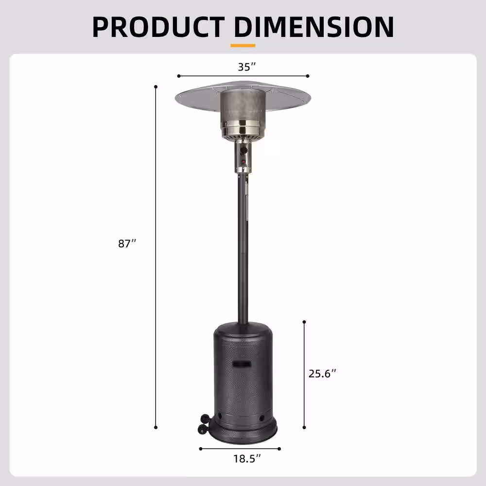 None 46000 BTU Standing Propane Patio Heater with Wheels in Mocha