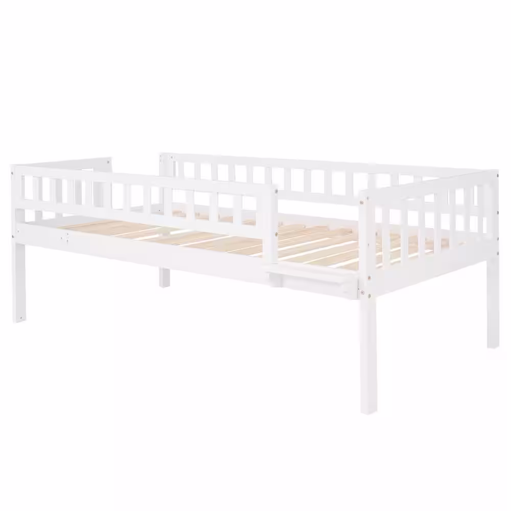 Harper & Bright Designs White Twin Triple Bunk Bed with Built-in Ladder and Slide