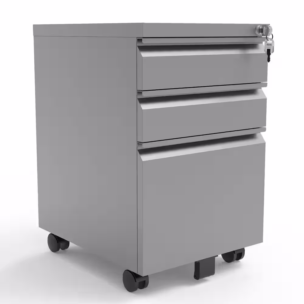 Furniture of America St Clare Silver Mobile File Cabinet with Locking Drawer