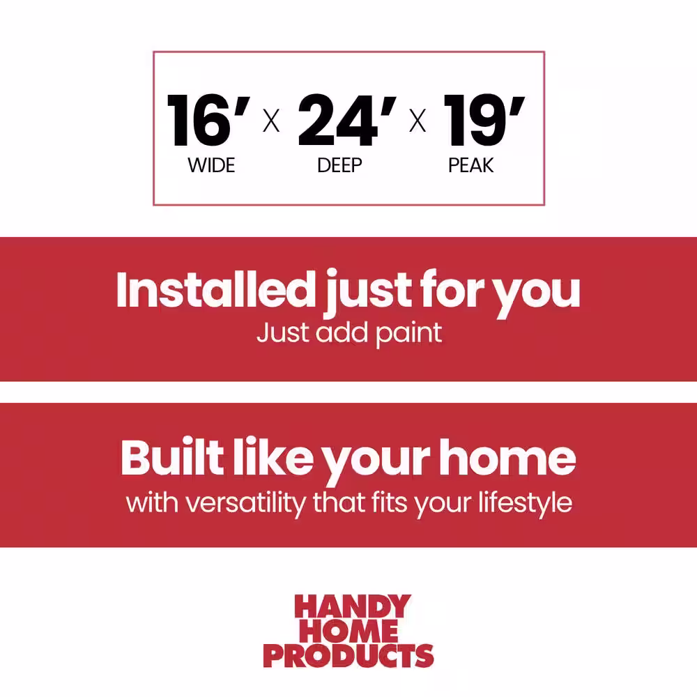 Handy Home Products Professionally Installed Ashland 16 ft. W x 24 ft. D Wood Storage Shed with Brown Shingles (384 Sq. Ft.)