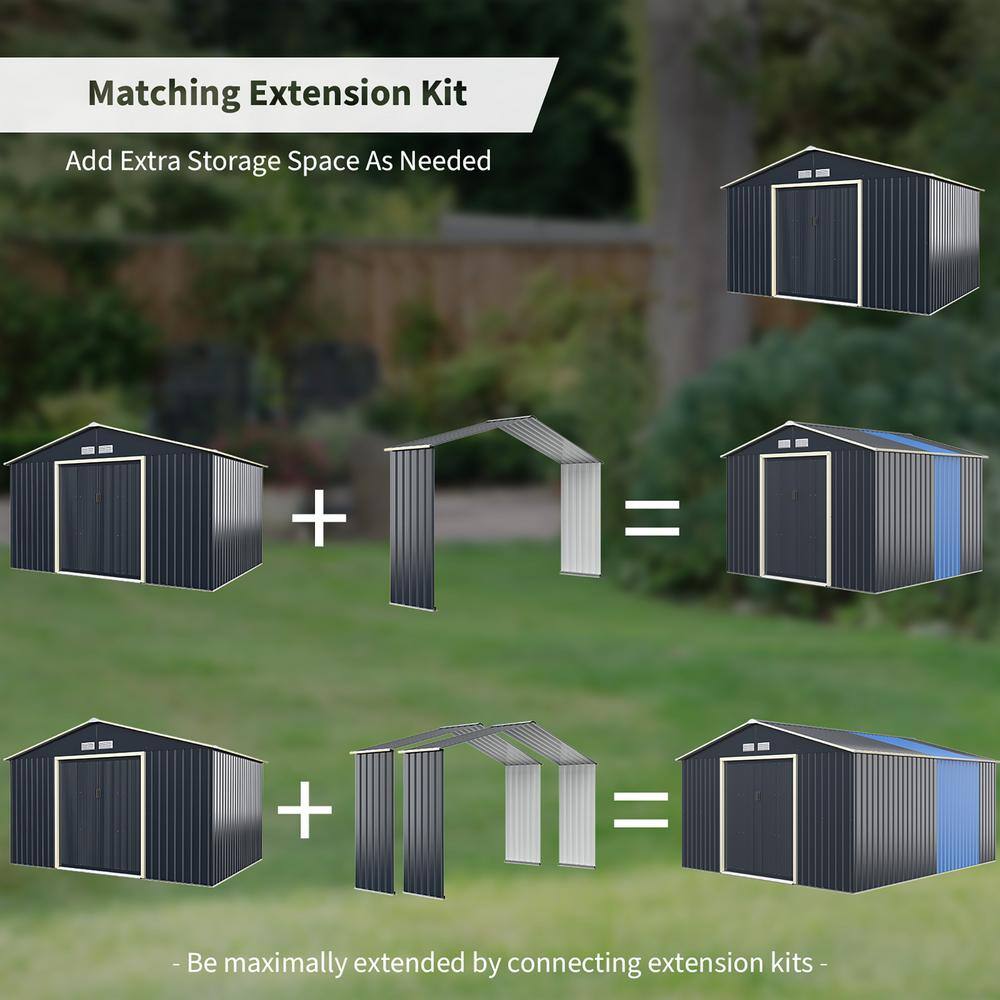 Costway 11.2 ft. W x 2.1 ft. D Peak Metal Shed with 23.52 sq.ft.
