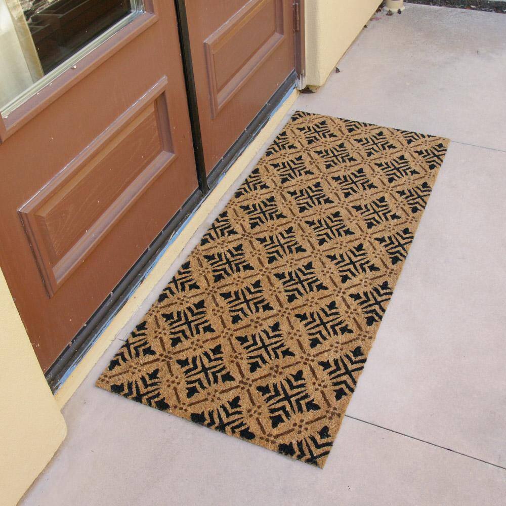 Rubber-Cal Classic Fleur de Lis 24 in. x 57 in. Coir and PVC French Matting