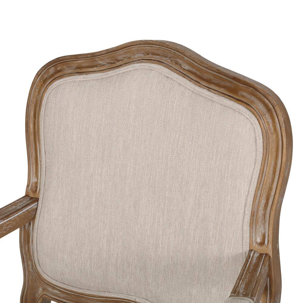 Noble House Joni Beige and Natural Upholstered Dining Armchair (Set of 2)