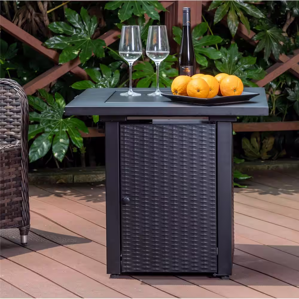 Legacy Heating 28 in. Square 50000 BTU Steel Propane Fire Pit Table in Black
