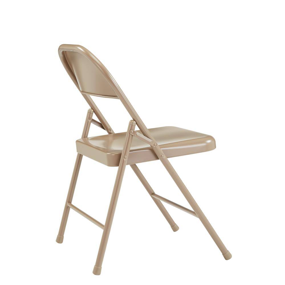 National Public Seating Beige Metal Stackable Folding Chair (Set of 4)