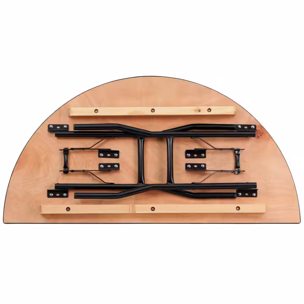 None 24 in. Natural Wood Tabletop Metal Frame Folding Table