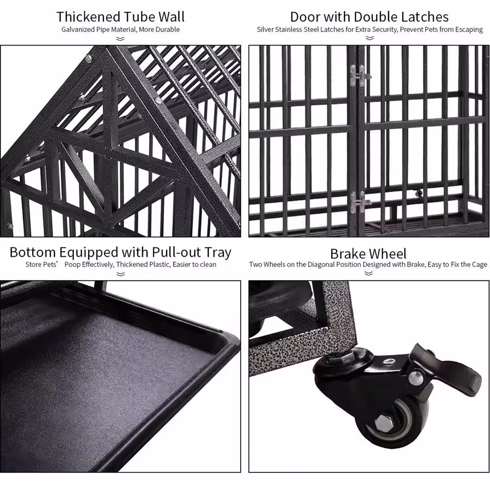 COZIWOW Dog Crate Cage With Removable Wheels