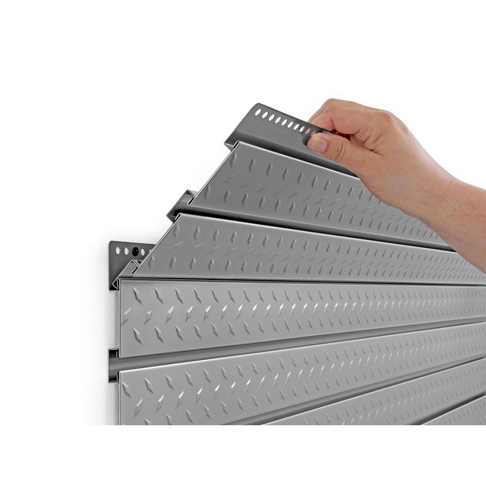 NewAge Products Pro Series 16 sq. ft. 96 in. W x 24 in. H Diamond Plate Steel Slatwall