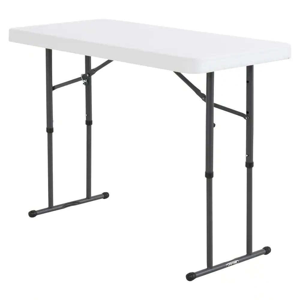 Lifetime 4 ft. White Granite Resin Adjustable Height Commercial Folding Table