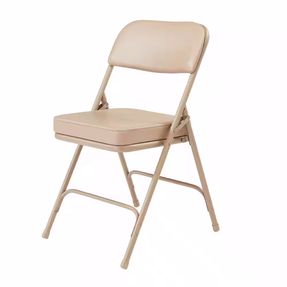 National Public Seating 3200 Series Premium 2 in. Vinyl Upholstered Double Hinge Folding Chair, Beige (Pack of 2)