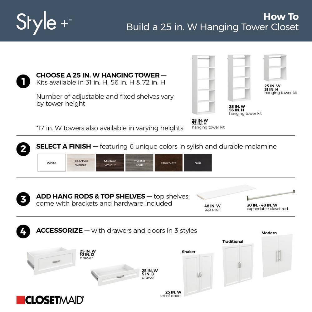 ClosetMaid Style+ 25 in. W Noir Hanging Wood Closet Tower