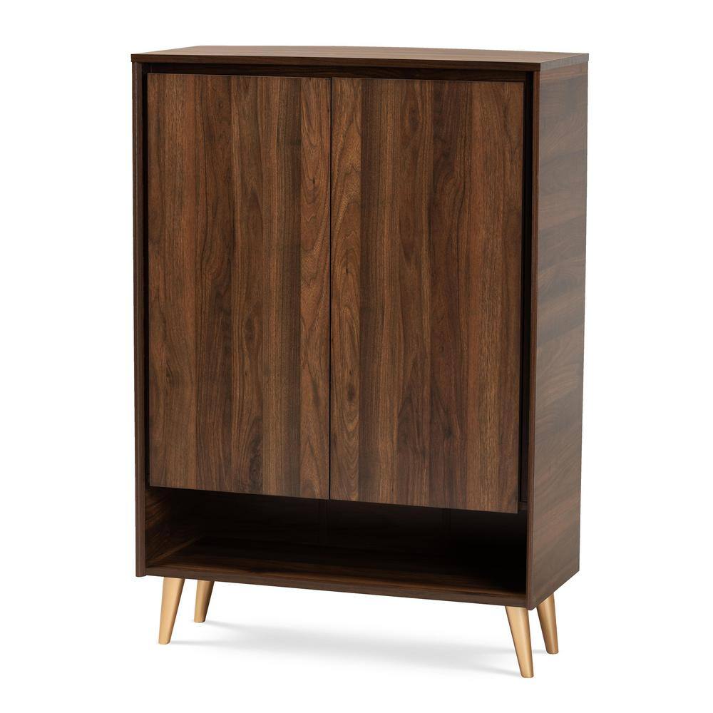 Baxton Studio 45.7 in. H x 31.5 in. W Brown MDF Shoe Storage Cabinet