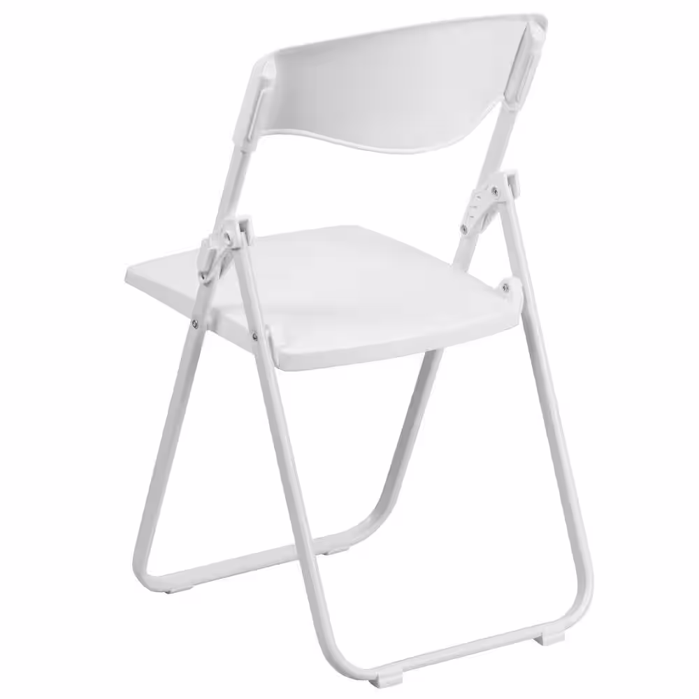 Flash Furniture Hercules Series 880 lb. Capacity Heavy Duty White Plastic Folding Chair with Built-in Ganging Brackets