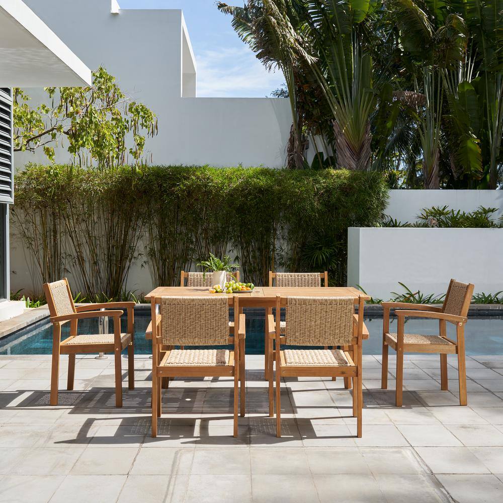 Vifah Chesapeake 7-Piece Wood Rectangular Outdoor Dining Set