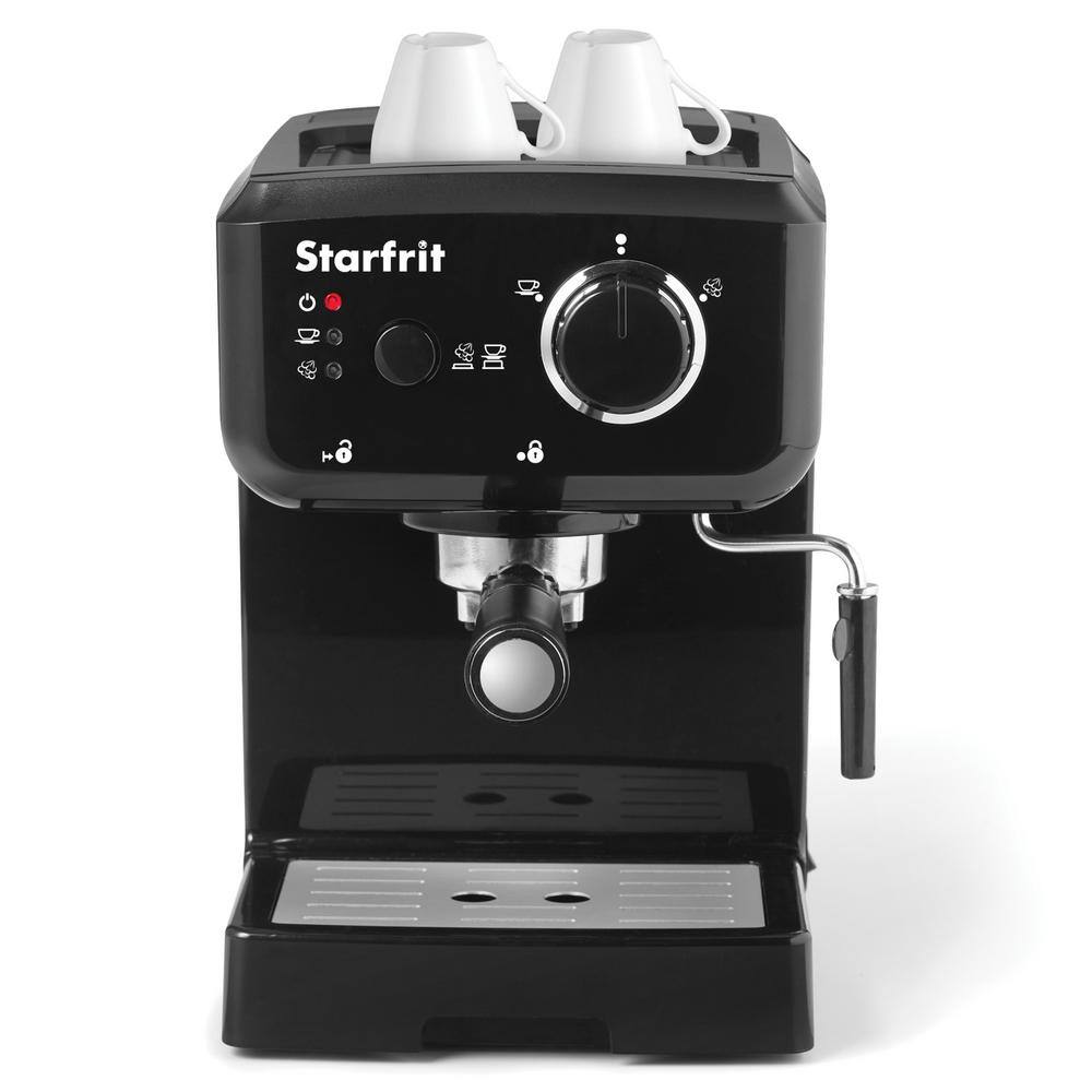 Starfrit 2-Cup Black Cappuccino and Espresso Machine