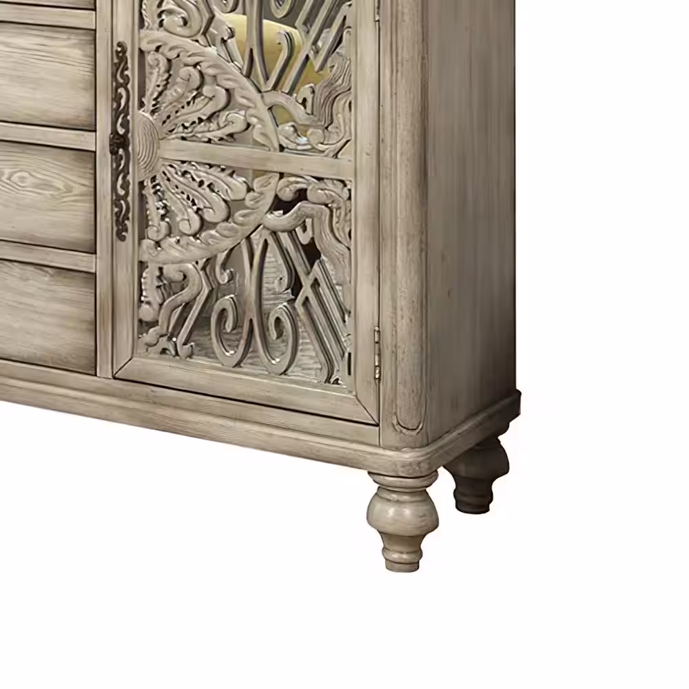 Acme Furniture Vermont 60 in. Antique White Standard Rectangle Wood Console Table