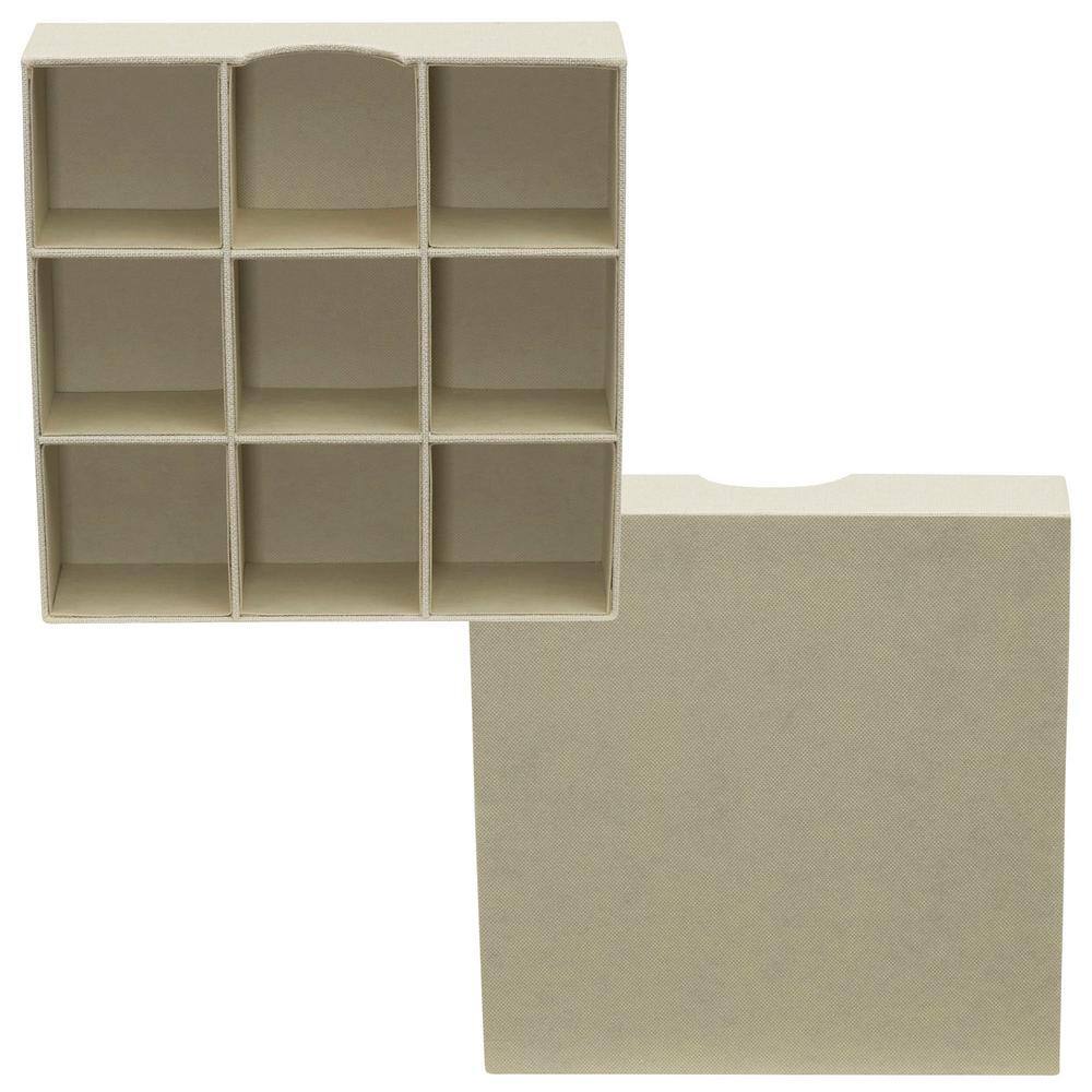 HOUSEHOLD ESSENTIALS 9 Section Hard-Sided Trays, 2-Piece Set, Cream Linen