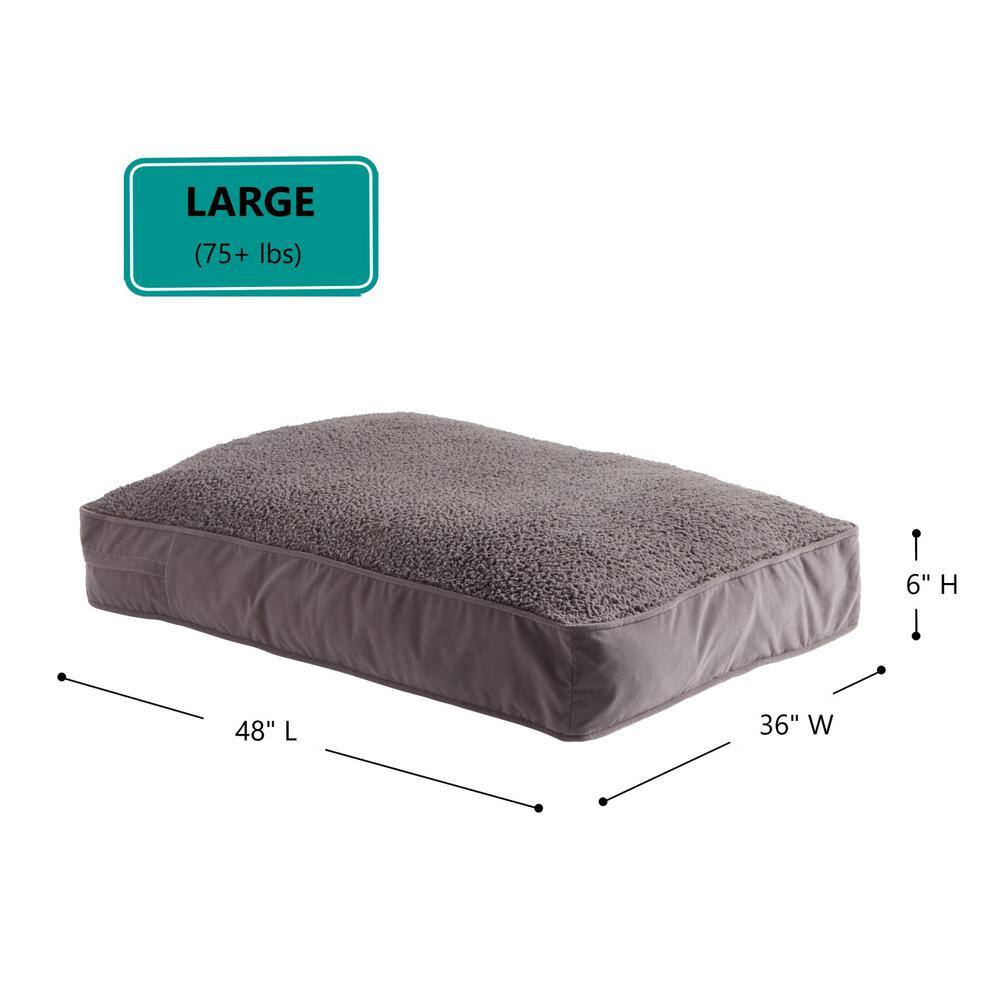 Happy Hounds Buster Deluxe Large Gray Sherpa Dog Bed