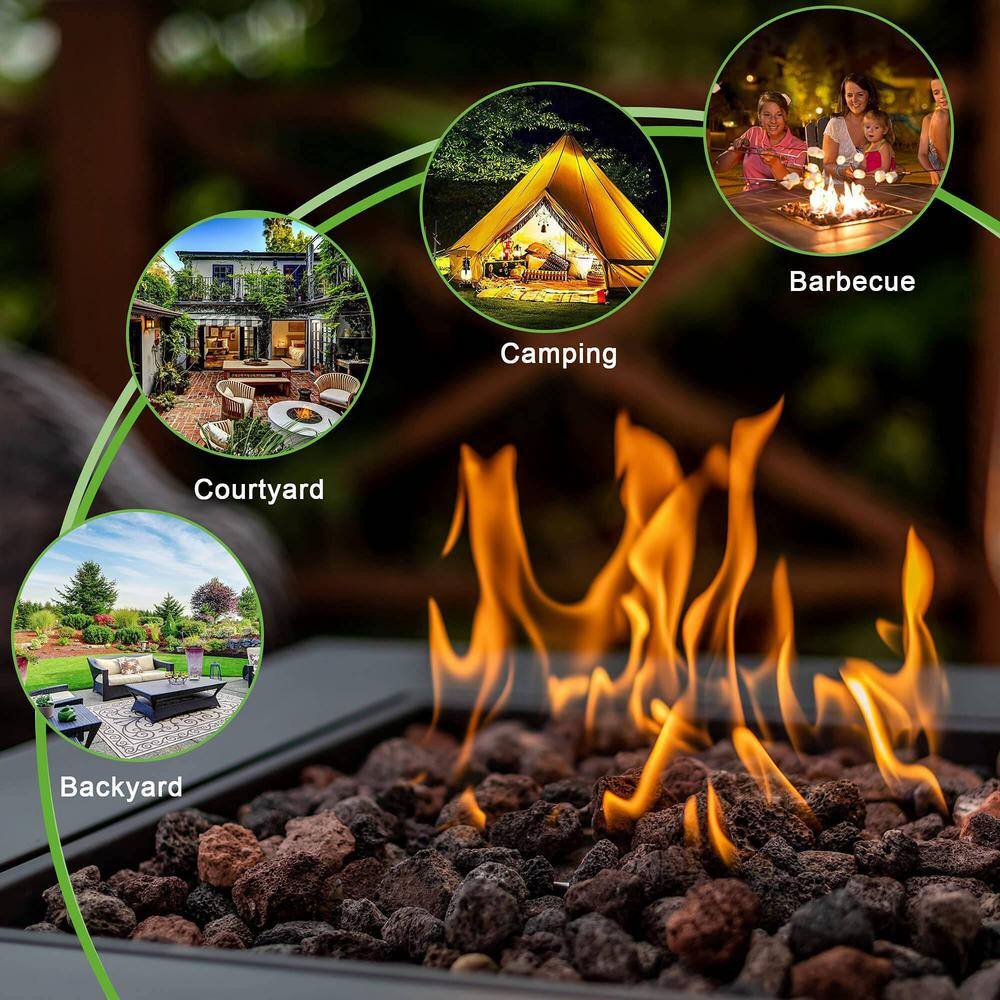 None Black Outdoor Propane Gas Metal Fire Pit Table