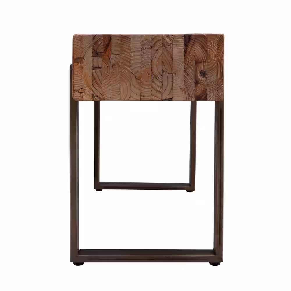 Southern Enterprises Gavrielle Natural Reclaimed Wood Rustic Industrial Bench