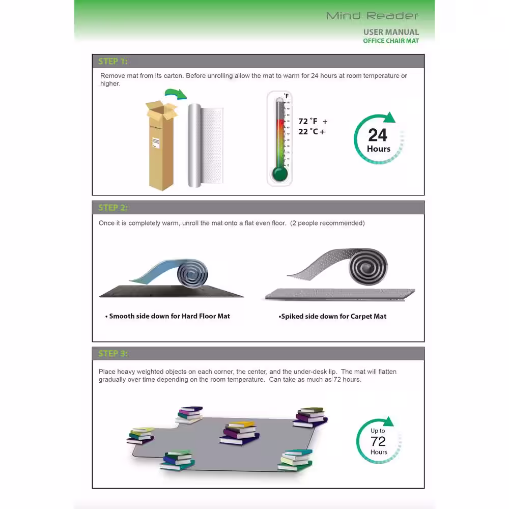 Mind Reader 9-to-5 Collection, Clear 47.5 in. x 35.5 in. PVC Anti-Skid Office Chair Mat