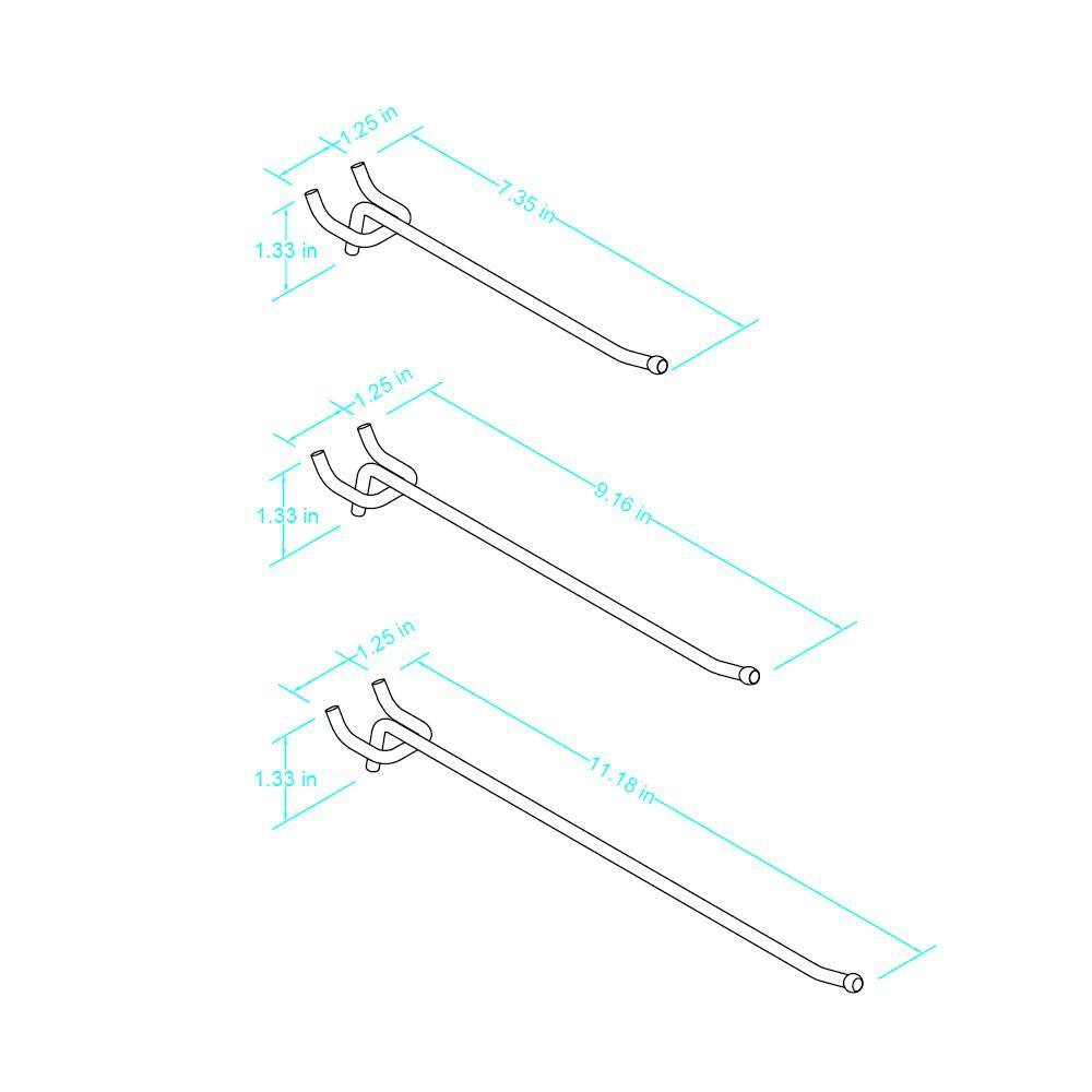 Everbilt Straight Peg Hooks Variety Pack in Black (12-Pack)