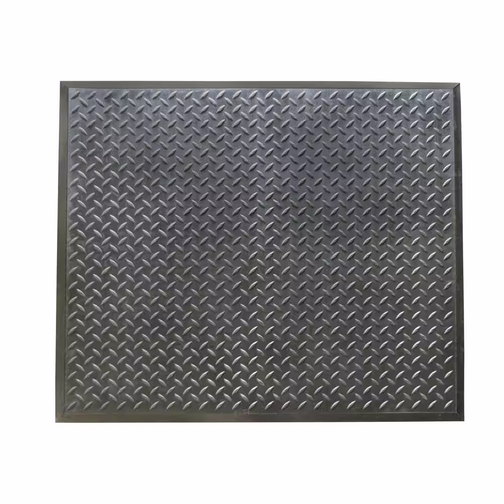 Rubber-Cal Foot-Rest 28 in. x 31 in. Interlocking Black Anti-Fatigue Floor Mat End Tile