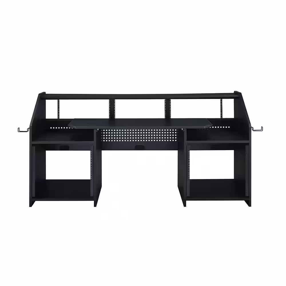 Acme Furniture Annette 26 in. Rectangular Black Finish Metal Computer Desk with Keyboard Tray and Shelves