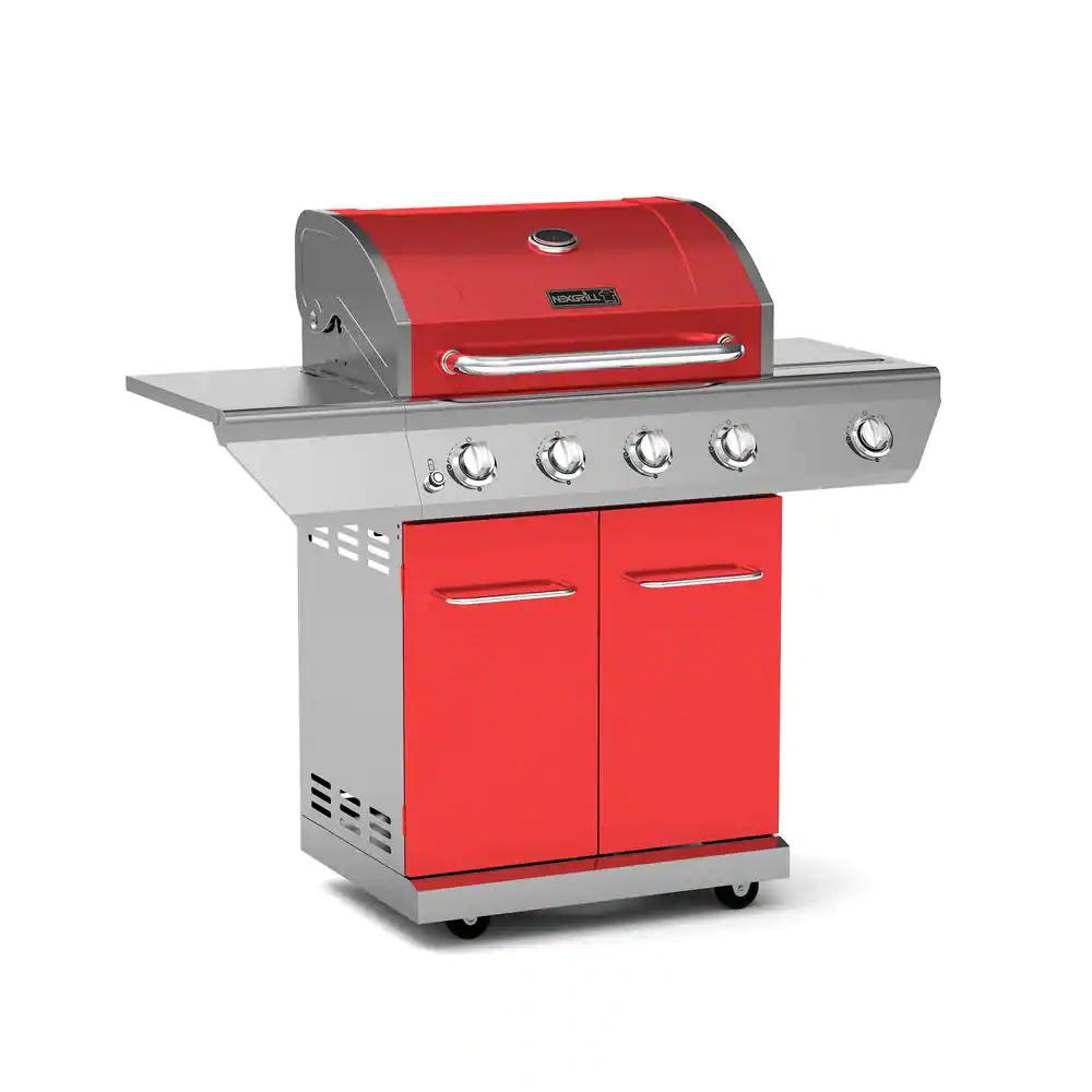 Nexgrill 4-Burner Propane Gas Grill in Red with Side Burner