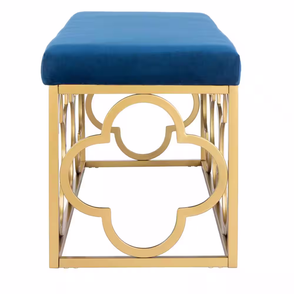 SAFAVIEH Fleur 44 in. Navy/Gold Upholstered Entryway Bench