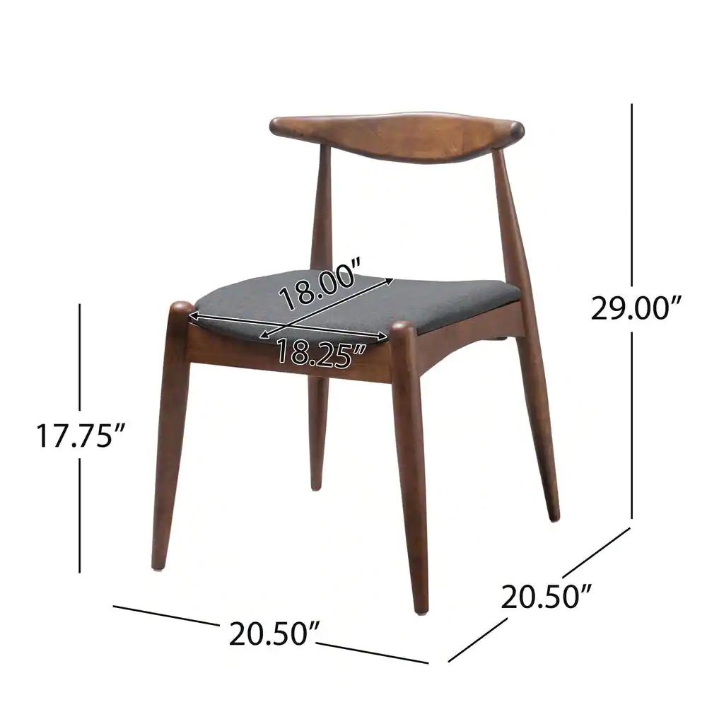 None Francie Charcoal and Walnut Upholstered Dining Chairs (Set of 2)