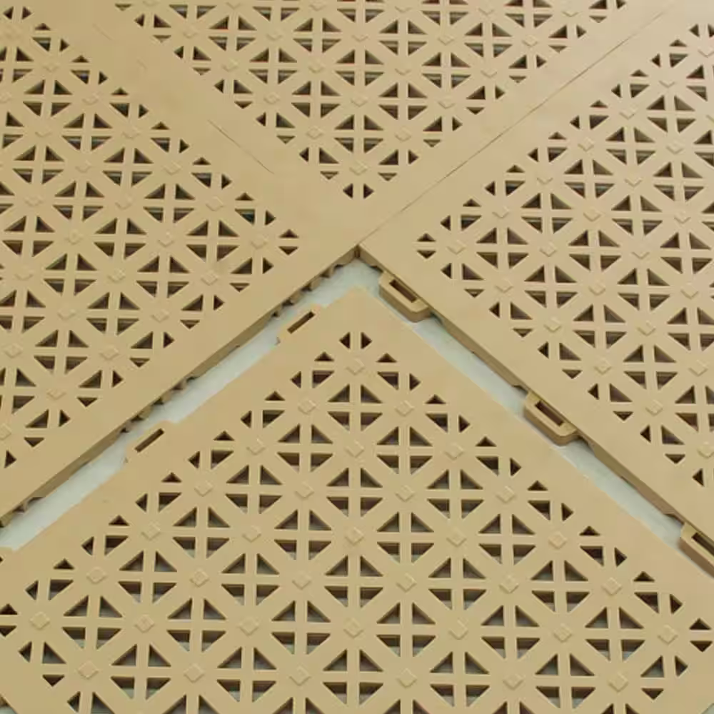 Greatmats StayLock Perforated Green 12 in. x 12 in. x 0.56 in. PVC Plastic Interlocking Outdoor Floor Tile (Case of 26)