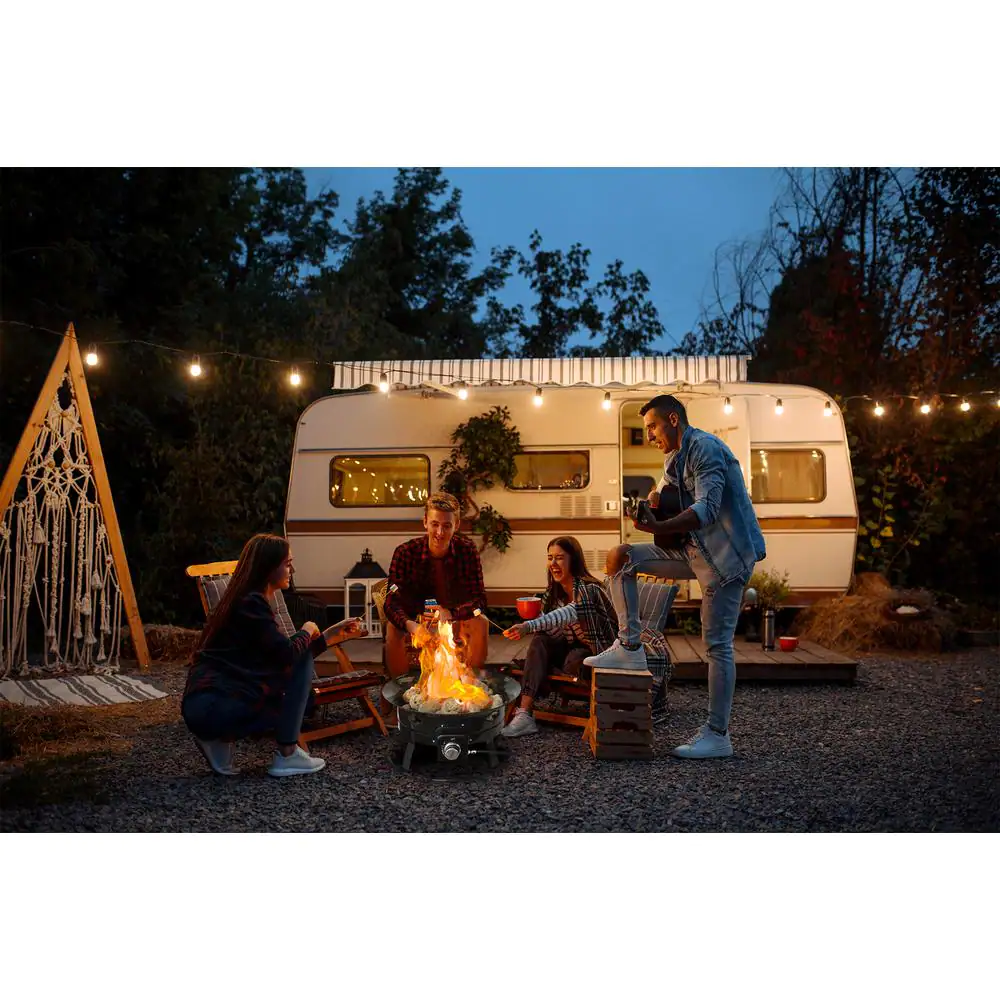 Flame King 19 in. 58,000 BTU Portable Propane Outdoor Gas Fire Pit with Cover and Carry Kit