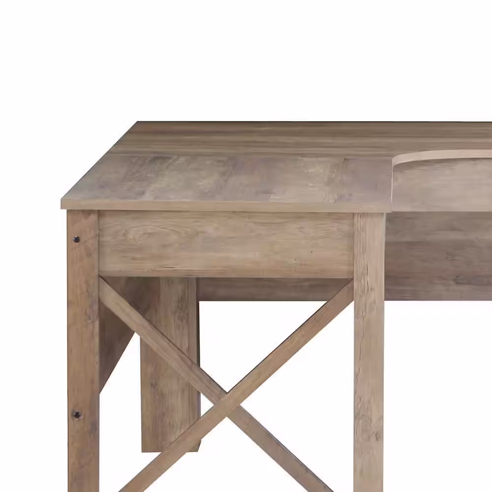 None Alaska 62.3 in. L-Shaped Rustic Oak Wood 1-Drawer Writing Desk