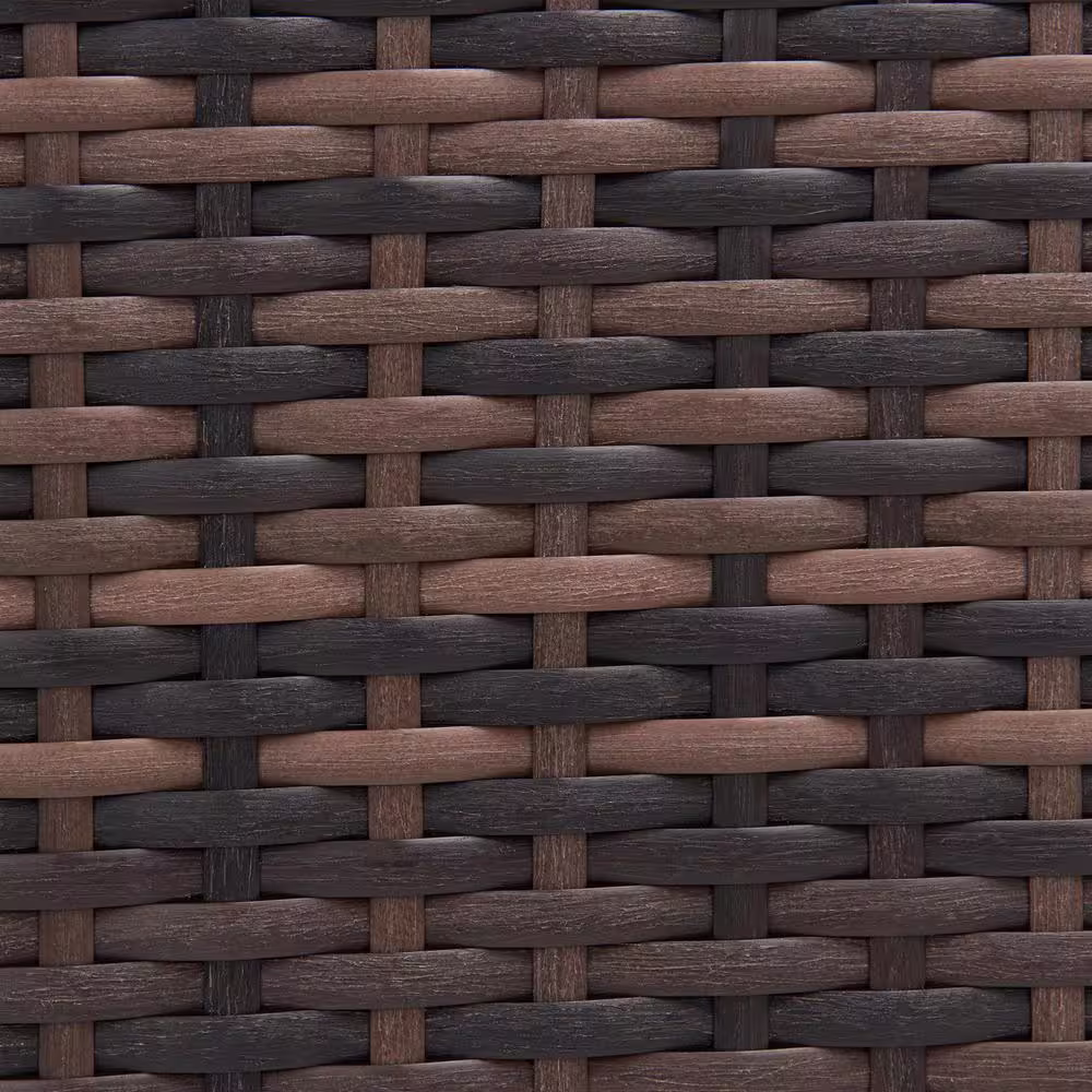 None 3-Piece Wicker Patio Conversation Sectional Seating Set with Orange Cushions