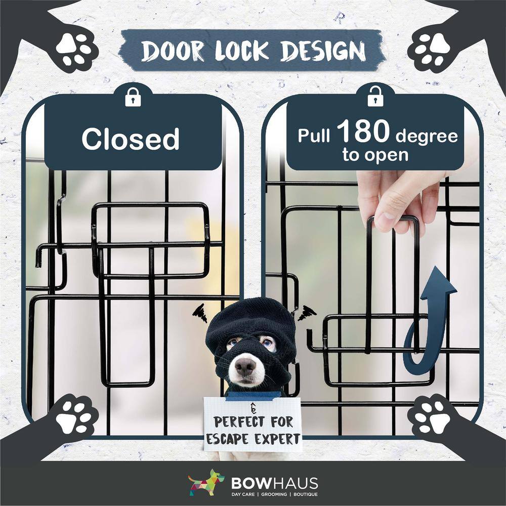 None 30 in. W Foldable Dog Crate Wire Metal Dog Kennel with Divider Panel, Leak-Proof Pan and Protecting Feet