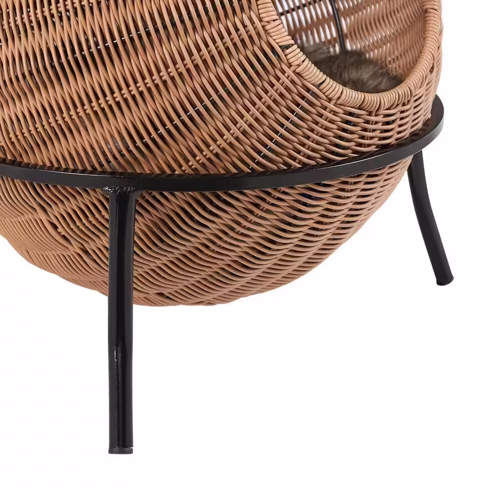 None Nala Medium Brown Wicker Cat Condo Bed