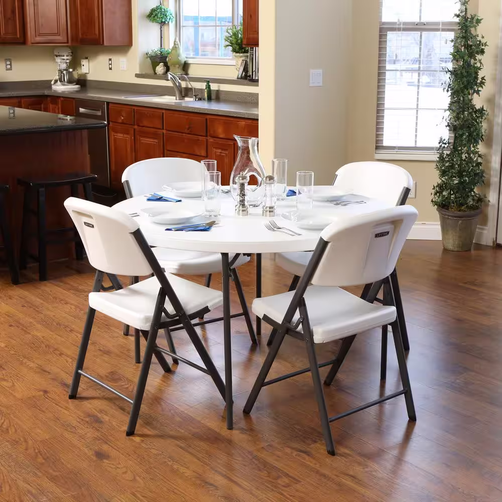 Lifetime 48 in. White Plastic Fold-in-Half Folding Card Table