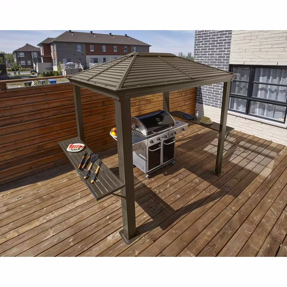 Sojag Mykonos 5 ft. x 8 ft. Dark Grey Grill Rustproof Aluminum Framed Gazebo