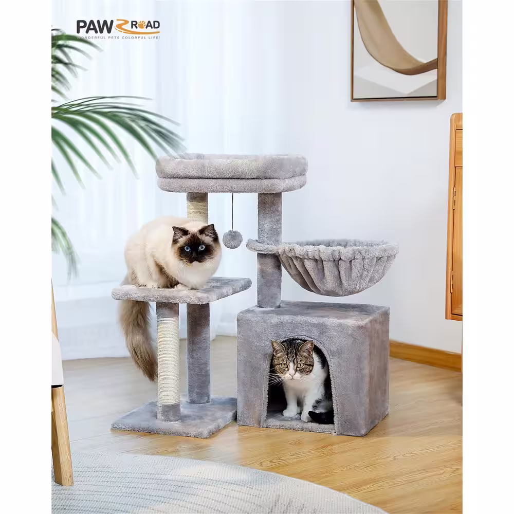 None Modern Cat Scratching Posts and Trees, Cat House, Cat Tree in Grey